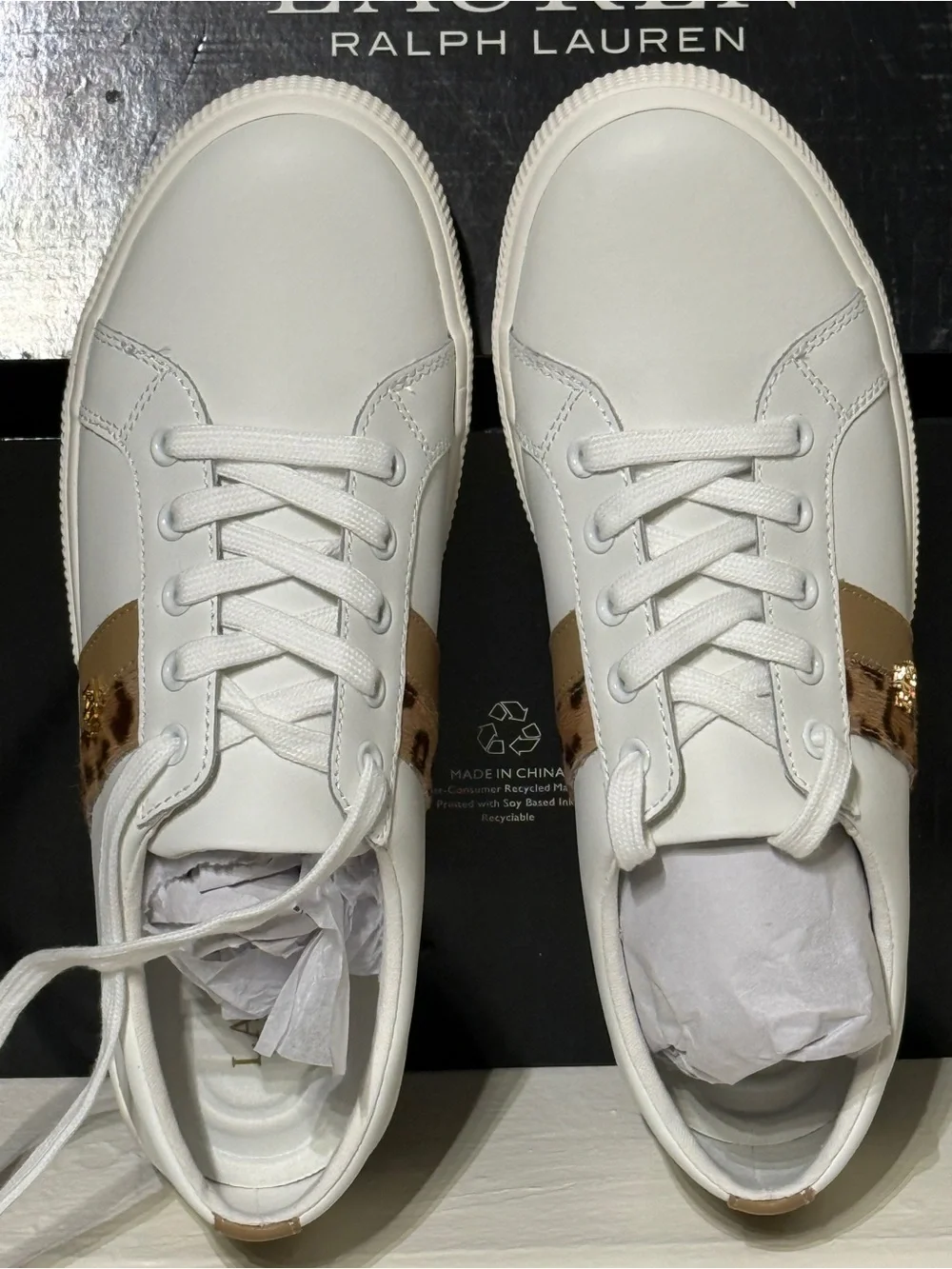 POLO RALPH LAUREN White Low-Top Leather Sneakers women’s size 9.5/ EU 41 *NEW*